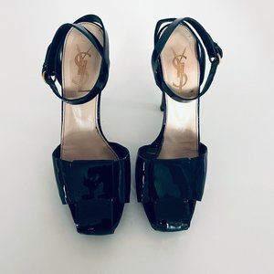 YSL Black Patent Leather Stiletto 38.5